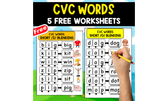 CVC WORDS | 5 FREE WORKSHEETS OF EXERCISES