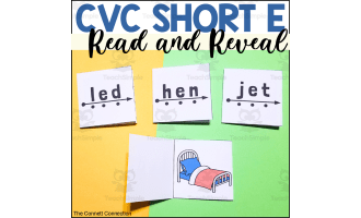 CVC Words Read and Reveal Blending Cards Short E Words