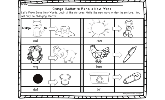CVC Worksheets: Change One Letter Sound to Make New Words