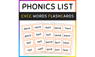 CVCC Words Flash Cards, Short Vowel E, SET 1