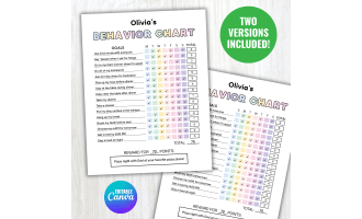 Daily & Weekly Behavior Chart, Behavior Tracker Calendar Reward Chart
