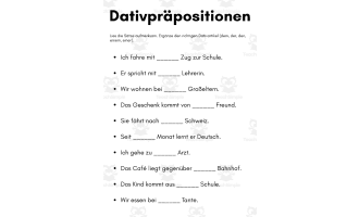 dative prepositions german exercises with answers
