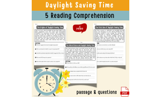 Daylight Saving Time History Reading Comprehension Worksheet | Spring