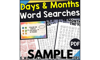 Days and Months Word Search: 1 Page Sample (PDF)