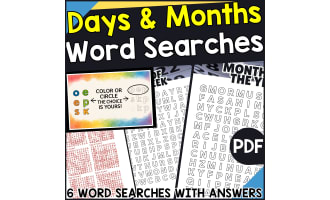 Days and Months Word Searches (PDF)