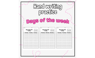 days of the week tracing worksheets pdf - days of the week handwriting