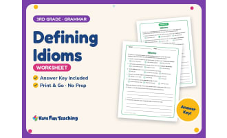 Defining Idioms Worksheet – 3rd Grade Grammar Practice + Answer Key