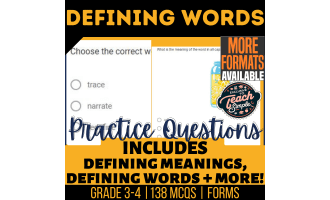 Defining Words Practice Questions - Vocabulary Grade 3-4 (Forms)