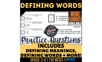 Defining Words Practice Questions - Vocabulary Grade 3-4 (Word)
