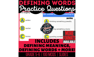 Defining Words Practice Questions - Vocabulary Grade 5-6 (Slides)