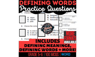 Defining Words Practice Questions - Vocabulary Grade 5-6 (Word)