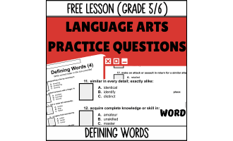 Defining Words Sample Lesson - Vocabulary Grade 5-6 (Word)