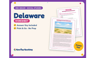 Delaware Worksheet – 3rd Grade States Practice + Answer Key