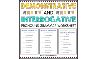 Demonstrative and Interrogative Pronouns Grammar Worksheet for Grade 4