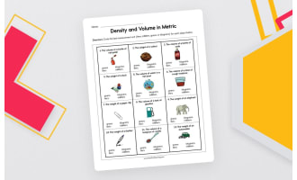 Density and Volume in Metric Worksheet