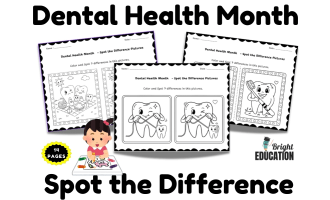 Dental Health Month  Spot the Difference Pictures and Coloring Activit
