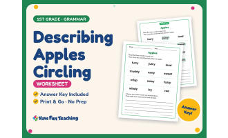 Describing Apples Circling Worksheet – 1st Grade Vocabulary Practice
