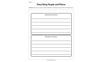 Describing People and Places Worksheet