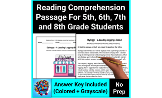 Descriptive Reading Comprehension Passage For 5th, 6th, 7th & 8th