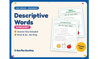 Descriptive Words Worksheet – 2nd Grade Adjectives & Nouns Practice