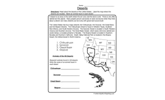 Desert Map Worksheet