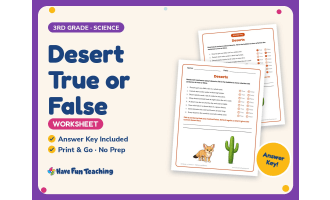 Desert True or False Worksheet – 3rd Grade Environments Practice