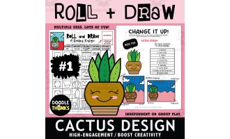 Design a Cactus Art Dice Game | Roll and Draw Art Activity Set 1