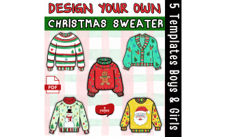 Design Your Own Ugly Christmas TemplateS Holiday ART Activities Decemb