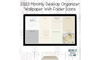 Desktop Organizer Wallpaper Monthly 2023 With Folder Icons