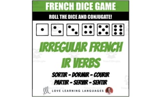 Dice Game - French Verbs SORTIR - DORMIR - COURIR - PARTIR - SERVIR - SENTIR
