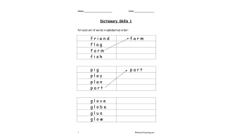 Dictionary Skills Alphabetical Order Worksheet