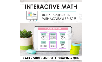 Digital Math for 2.MD.7 - Work With Time and Money (Slides + Self-Grading Quiz)