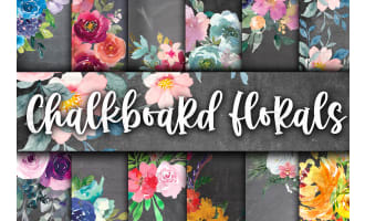 Digital Paper: Chalkboard Florals