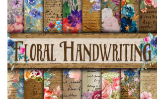 Digital Paper: Floral Handwriting
