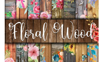 Digital Paper: Floral Wood