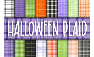 Digital Paper: Halloween Plaid