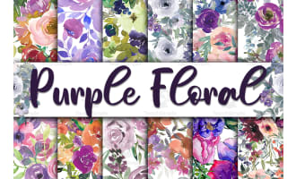 Digital Paper: Purple Floral Medley