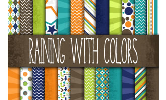 Digital Paper: Raining with Colors in Blues and Browns