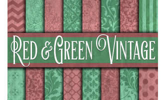 Digital Paper: Red and Green Vintage