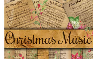Digital Paper: Vintage Christmas Music