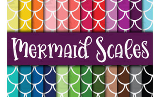 Digital Paper: Watercolors Mermaid Scales