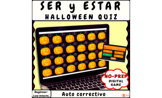 Digital Spanish Halloween Game Ser vs Estar Practice Interactive
