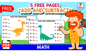 DINO ADDITION AND SUBTRACTION | 1-DIGIT EXERCISES | FREE RESOURCE