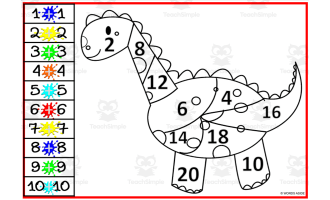 DINOSAUR ADDITION DOUBLES FACTS - COLOR BY NUMBER - 2