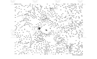 Dinosaur Chasing Caveman Extreme Difficulty Dot-to-Dot