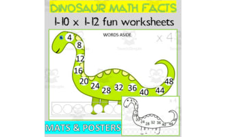 DINOSAUR MATH FACTS MULTIPLICATION REPEATED ADDITION| WORKSHEETS MATS