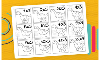 Dinosaur Multiplication Custom Craft Cards x3