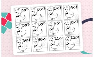 Dinosaur Multiplication Custom Craft Cards x7