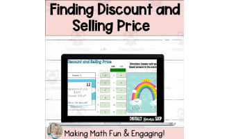 Discount and Selling Price Digital Self-Checking Self-Grading Activity