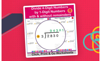 Divide 4-digit by 1-digit numbers with or without remainders